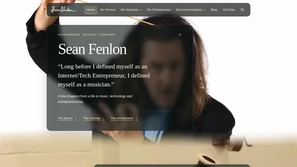 Screenshot of the new SeanFenlon.com home page